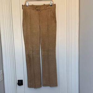 Women's Vintage Tan Suede Pants - Fully Lined - M